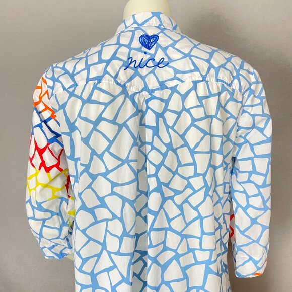 Desigual Shirt Dress Tunic Mini Rainbow Print Abstract Colorful Sz 40 US Medium - Picture 10 of 16